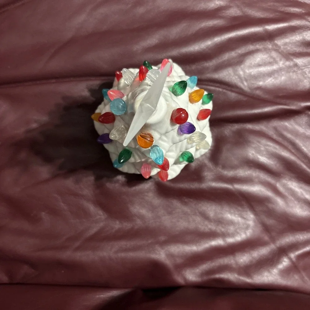 White Ceramic Desk Top Christmas Tree 10.5